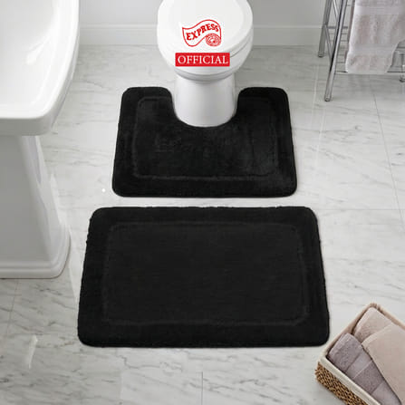 พรมเช็ดเท้าชุดห้องน้ำ 2 ชิ้น EXPRESS CARPET รุ่น AG4-3 ขนาด45X70 ซม.และ พรมรูปตัว U 50X60 ซม. หนา 20-30 มม. สีดำ _3